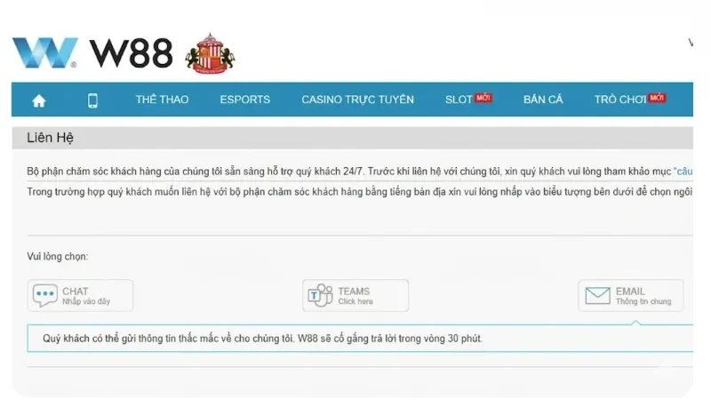 W88 13 Luôn luôn hỗ trợ khách hàng 24/7